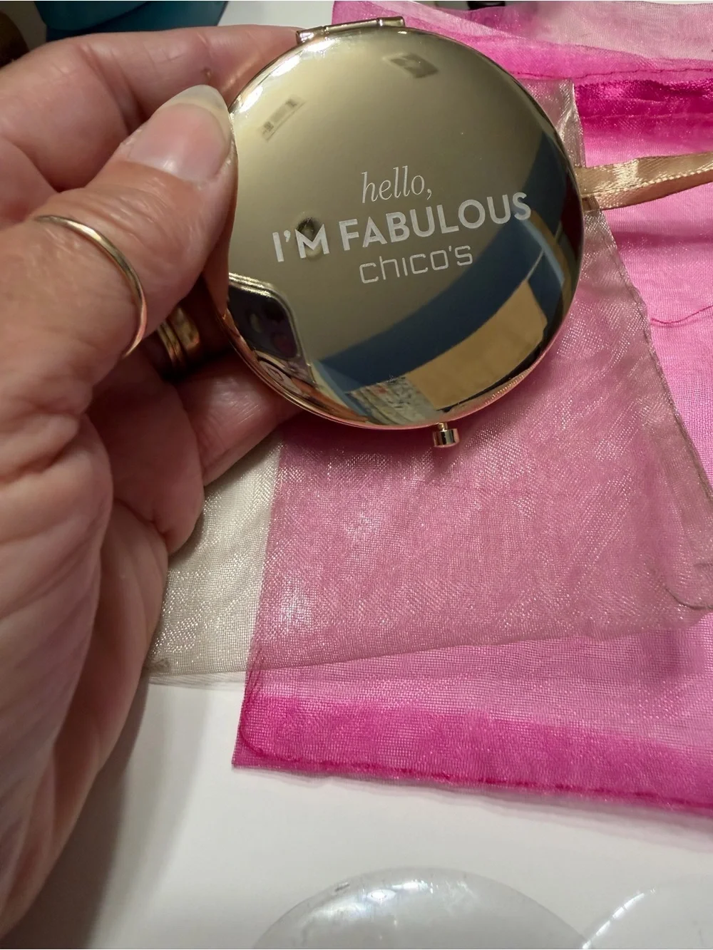 Chico's Red Textured Compact Mirror